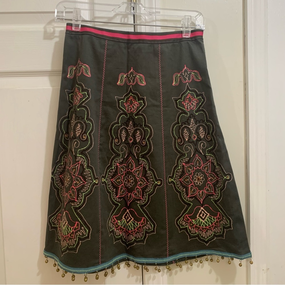 Etcetera Retro Grey Skirt w/Intricate Stitching & Bell Trim Women’s Size 0